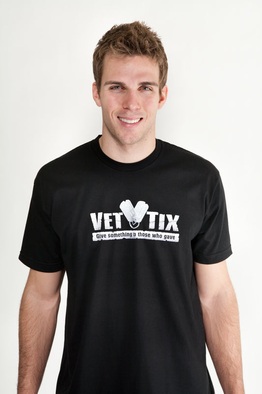 Air Force Veteran (on back) Vet Tix Black Short Sleeve Shirt