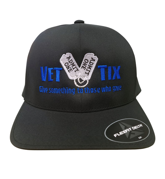 Vet Tix DELTA FITTED Cap - Black Cap with Royal Blue Vet Tix - No Branch