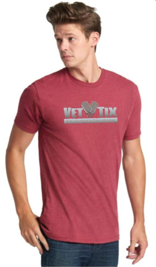 No Branch - Vet Tix Heathered Red Short Sleeve Shirt with blank back