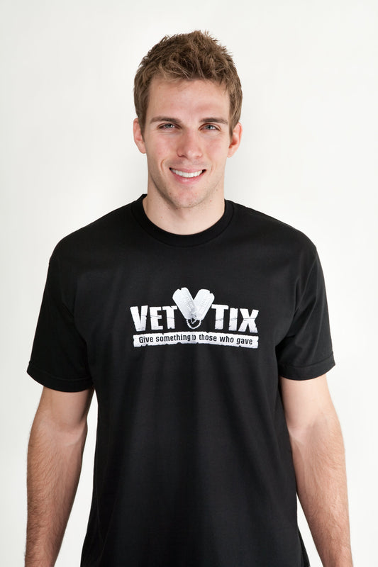 Army Veteran (on back) Vet Tix Black Short Sleeve Shirt