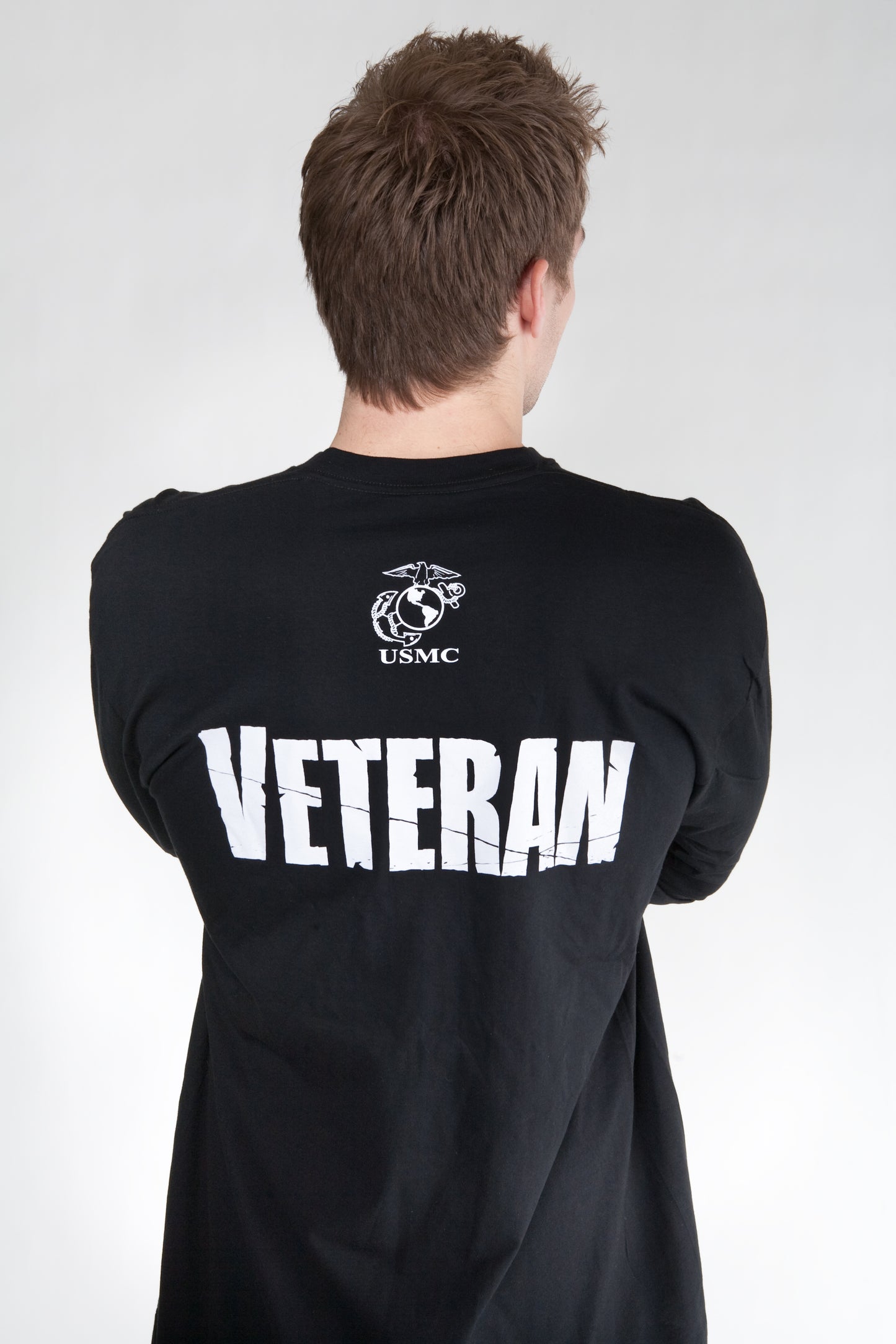 Marine Veteran (on back) Vet Tix Black Long Sleeve Shirt