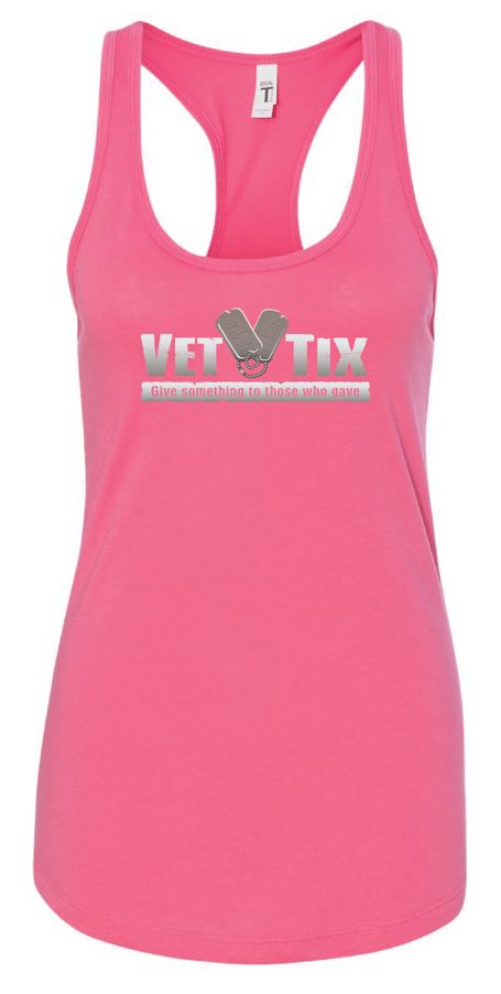 Women's HOT PINK Racerback Tank - Vet Tix 3 Color Logo – Vet-Tix Store